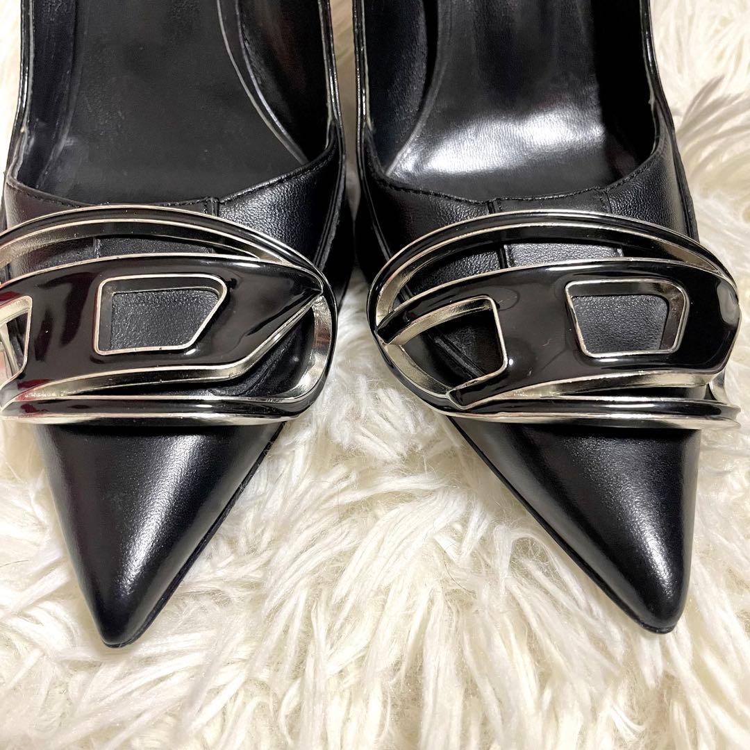 ✨極美品✨ディーゼル ハイヒール ポインテッドトゥ レザー ブラック バックル