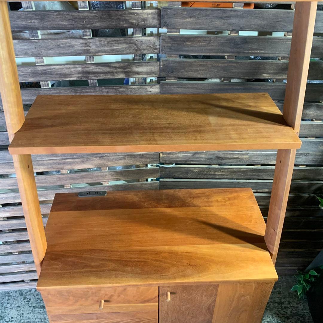 J677 福岡大川マルヨシ民芸家具 片開きシェルフキャビネット 壁面収納