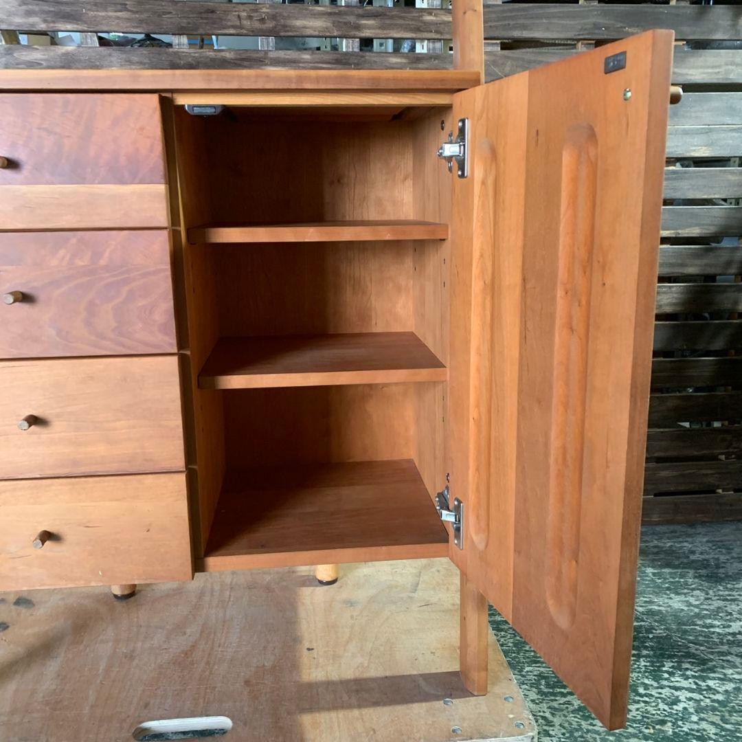 J677 福岡大川マルヨシ民芸家具 片開きシェルフキャビネット 壁面収納
