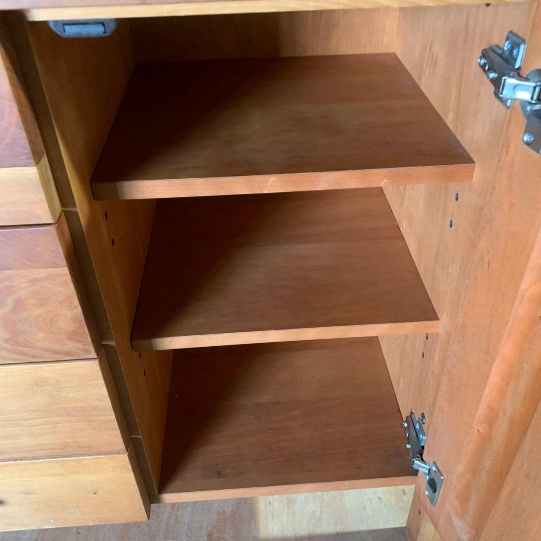 J677 福岡大川マルヨシ民芸家具 片開きシェルフキャビネット 壁面収納