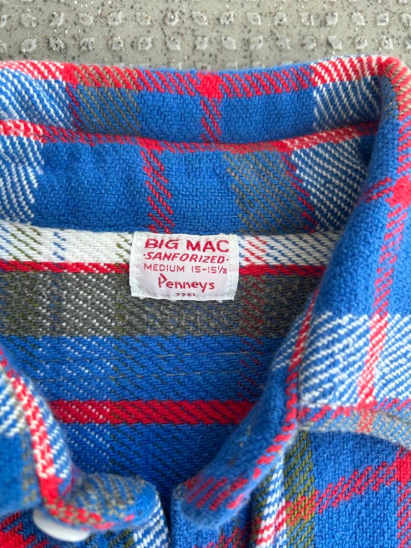 60s BIGMAC ネルシャツ　bigmac penneys 青　赤　好配色