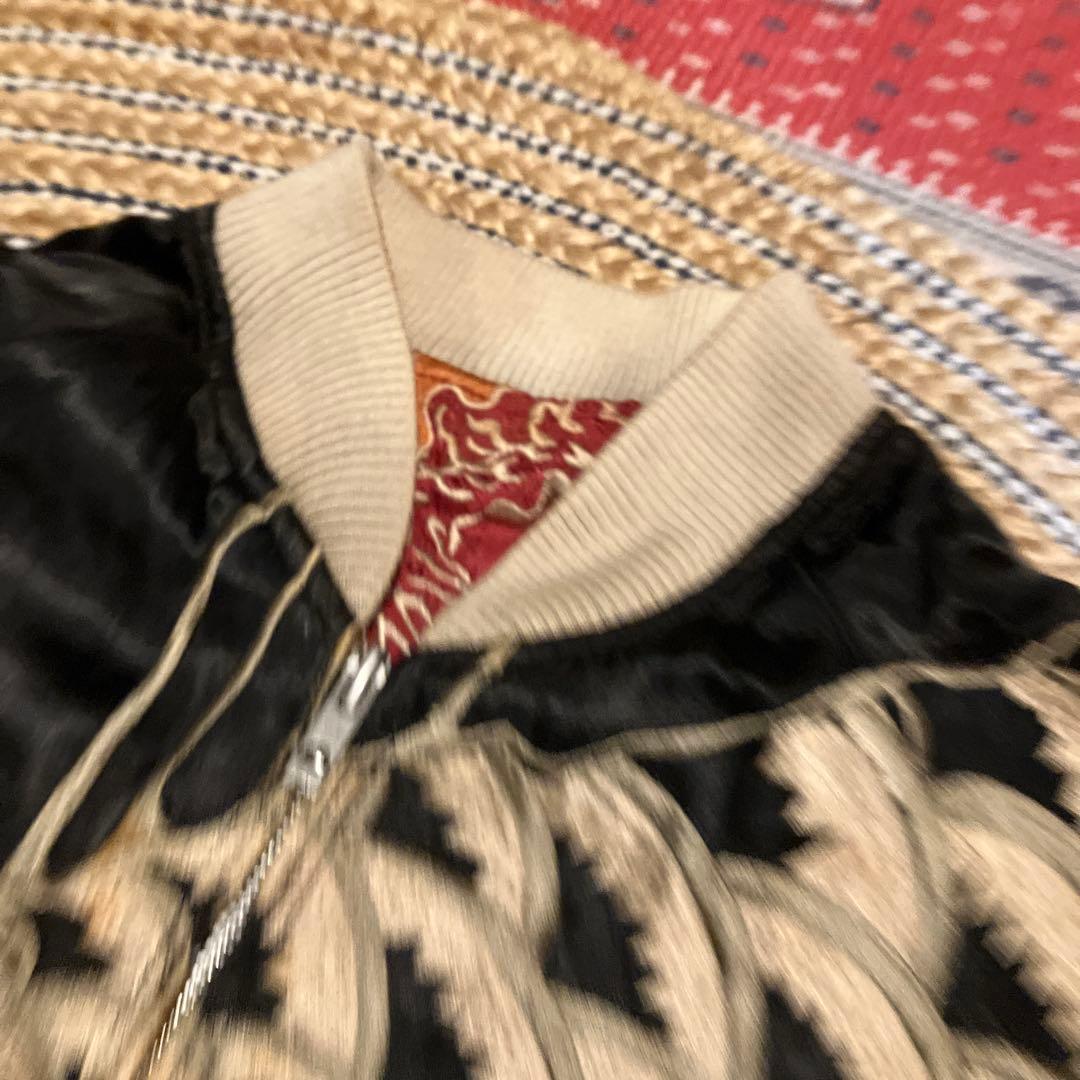 商*盛様 ドラゴン刺繍 バーガンディ スカジャン　鯉　龍　花旅旅団