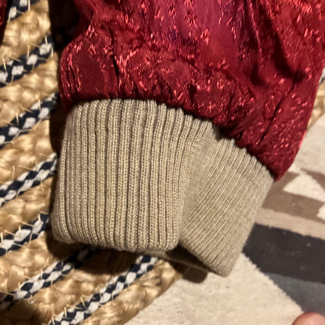 商*盛様 ドラゴン刺繍 バーガンディ スカジャン　鯉　龍　花旅旅団