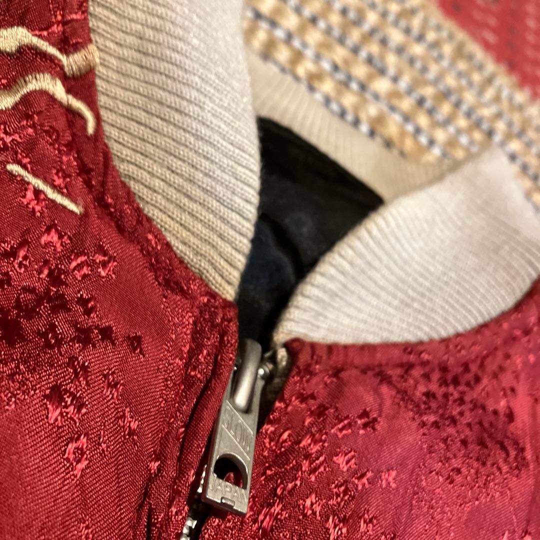 商*盛様 ドラゴン刺繍 バーガンディ スカジャン　鯉　龍　花旅旅団