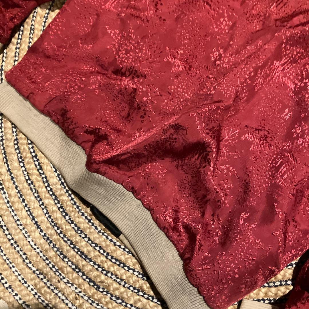 商*盛様 ドラゴン刺繍 バーガンディ スカジャン　鯉　龍　花旅旅団