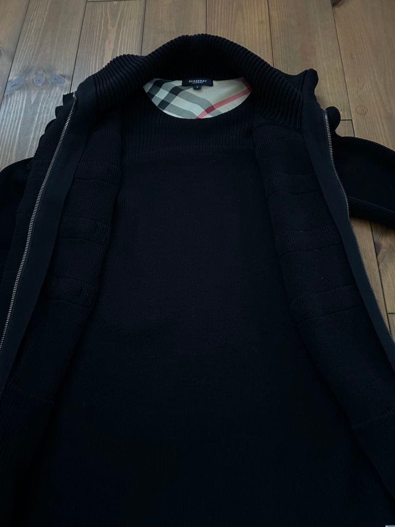 【美品】バーバリーロンドン　ダッフルニットコート　 ノバチェック　ネイビー　2
