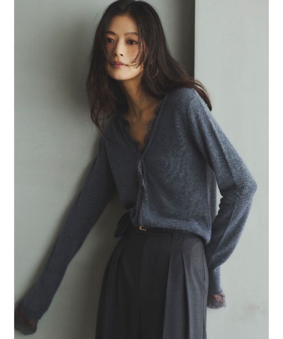 アイラッシュレーストリミングニット