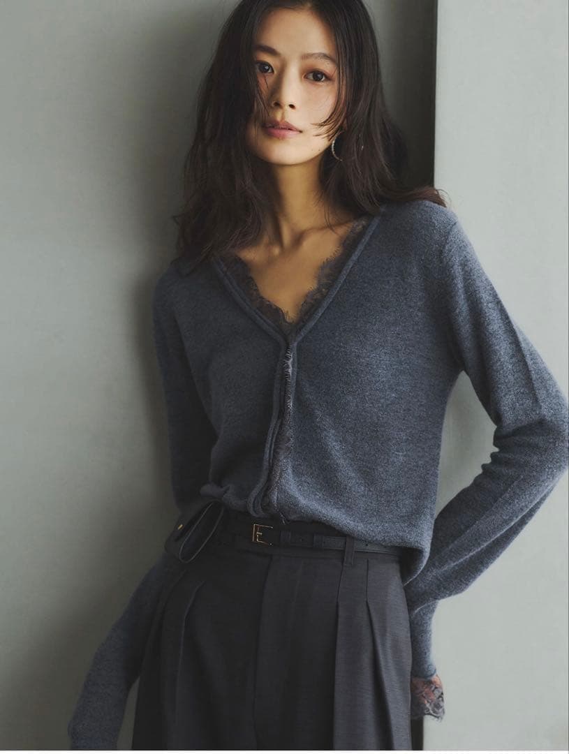 アイラッシュレーストリミングニット