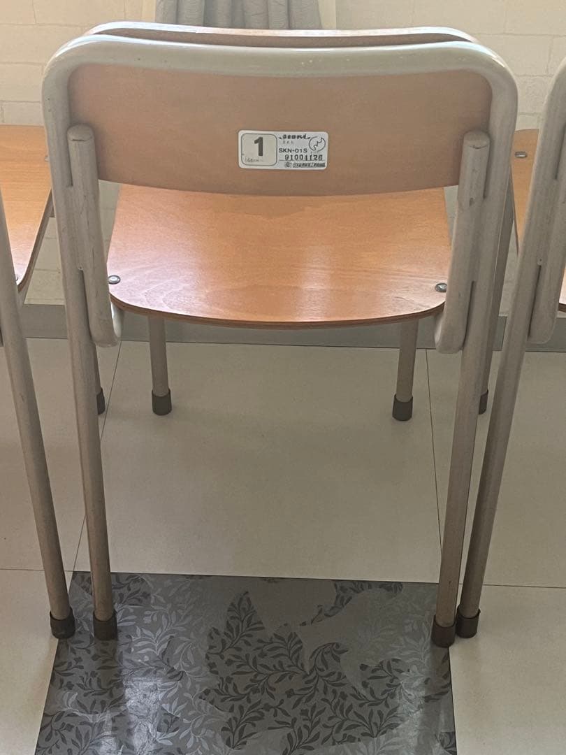 昭和レトロ 学校椅子 4脚セット 木製 スチール ビンテージ カフェ 会議用