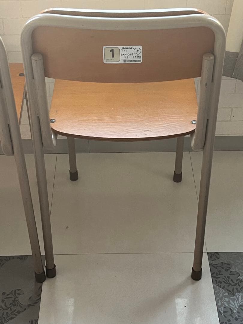 昭和レトロ 学校椅子 4脚セット 木製 スチール ビンテージ カフェ 会議用