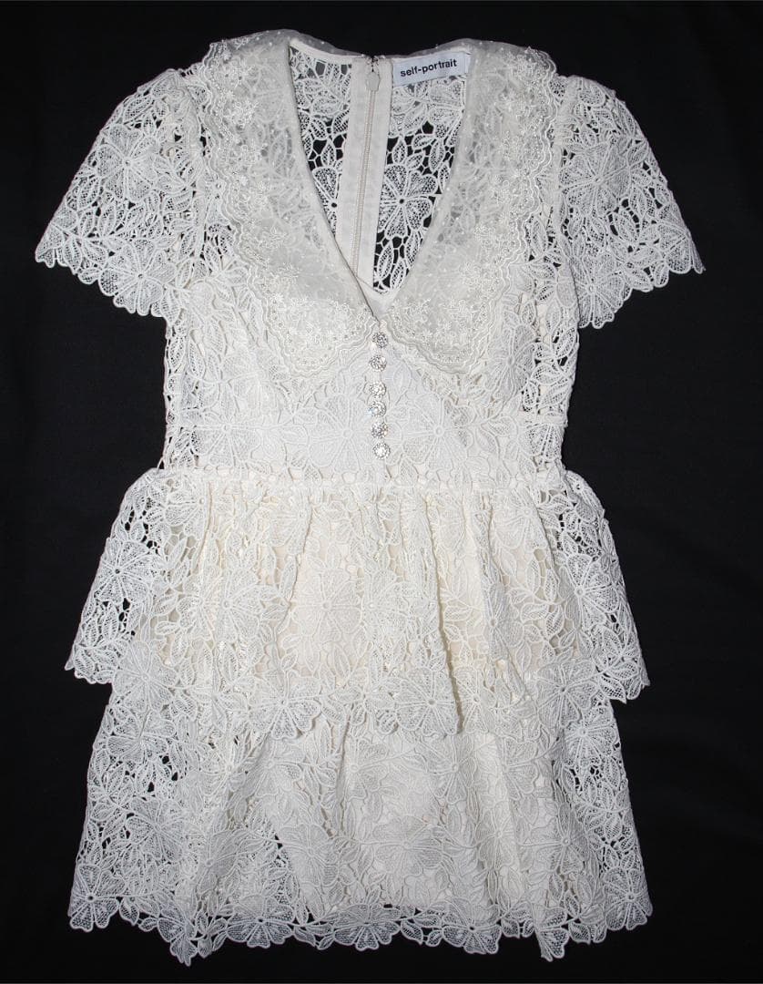 え*な様 セルフポートレイト ワンピース フラワーレース 花柄 クリーム UK8