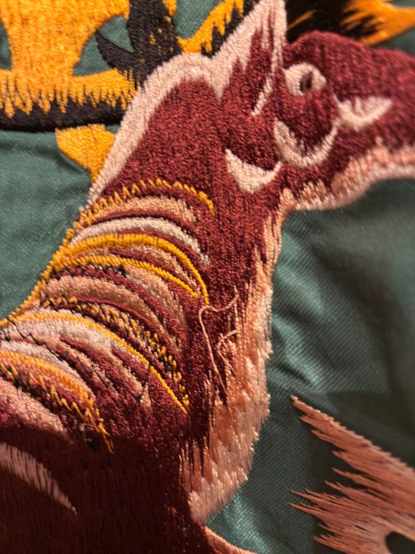 スカジャン 虎と鹿の刺繍