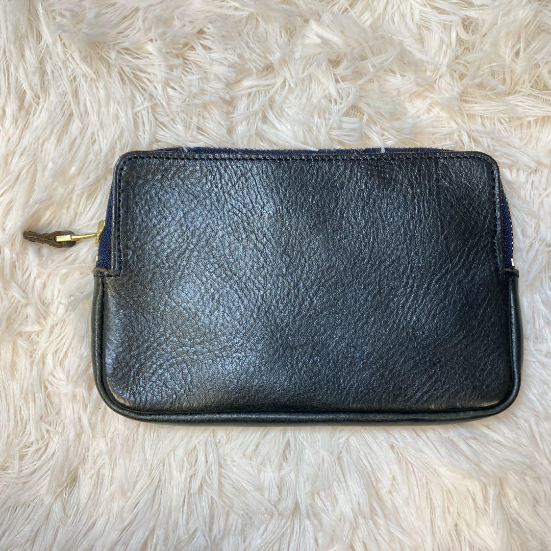 【美品】GANZO ガンゾ サケット2 ウォレットポーチ　ダークブルー レザー