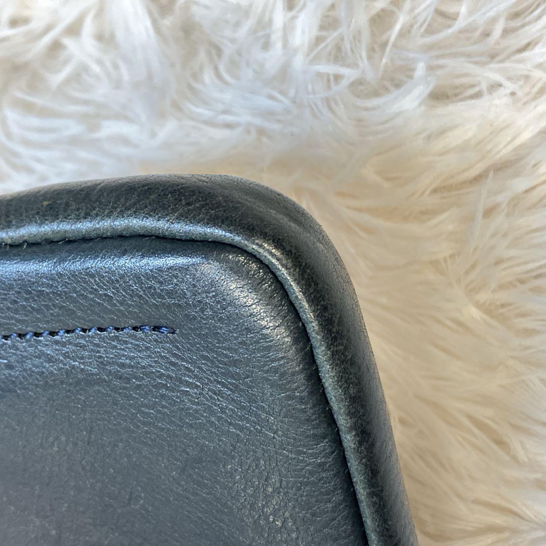 【美品】GANZO ガンゾ サケット2 ウォレットポーチ　ダークブルー レザー