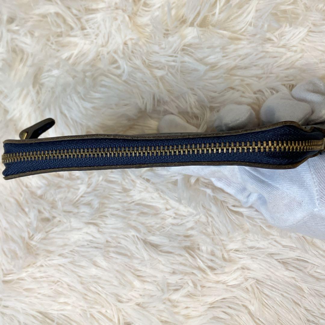 【美品】GANZO ガンゾ サケット2 ウォレットポーチ　ダークブルー レザー