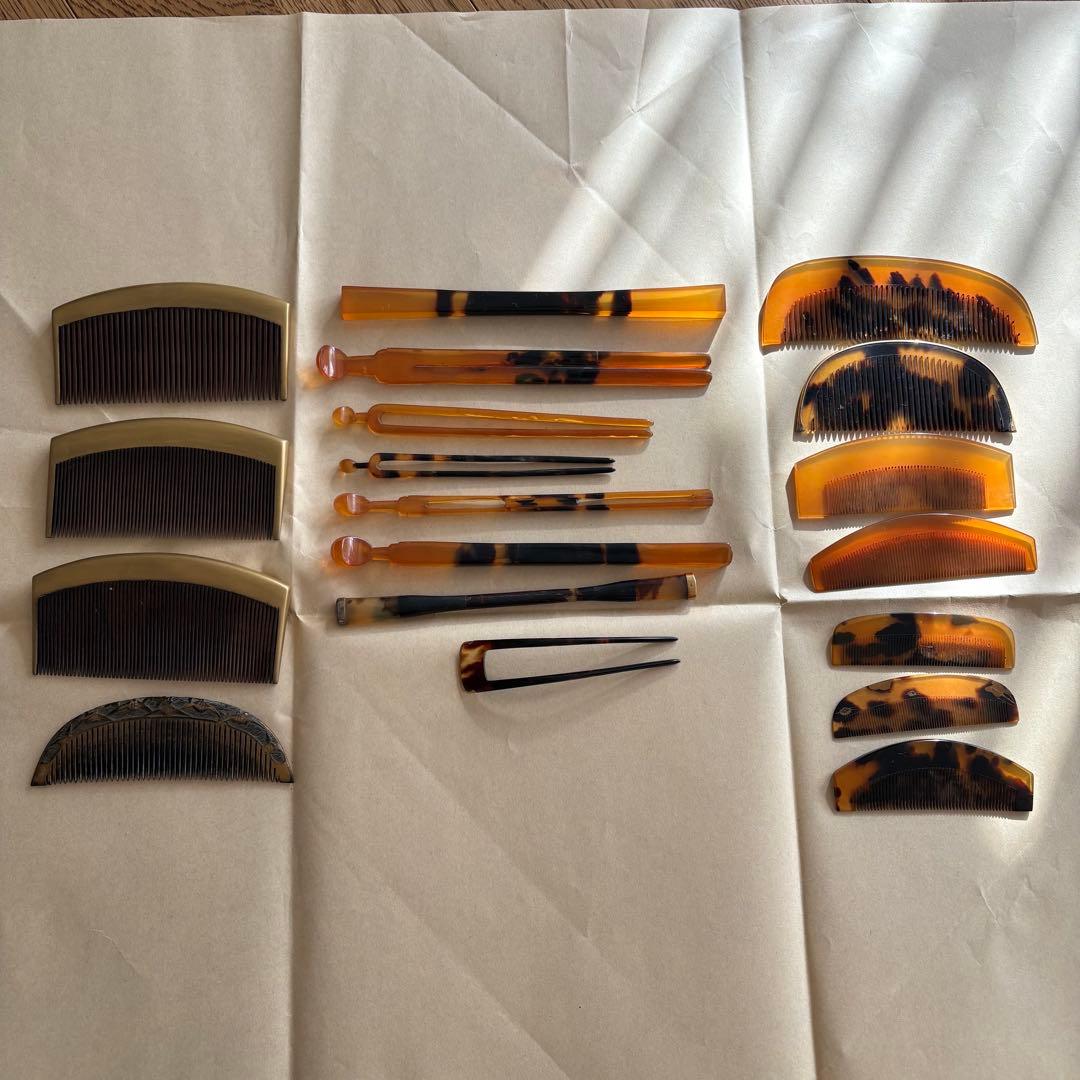 本べっ甲　べっ甲 かんざし 髪飾り 鼈甲 櫛　折り鶴　着物　19点まとめ売り