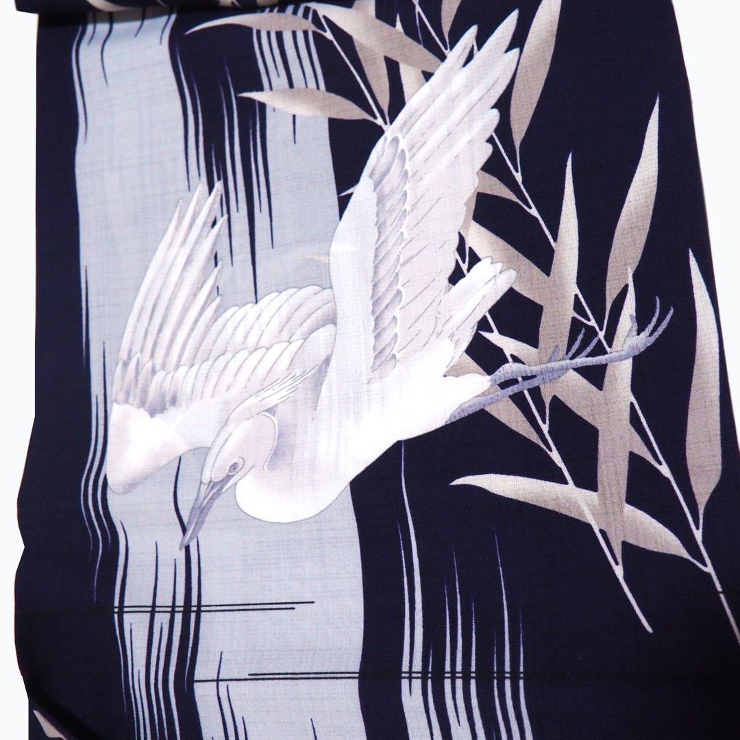 専用　再購入　白鷺文様 浴衣 （紫）　0017