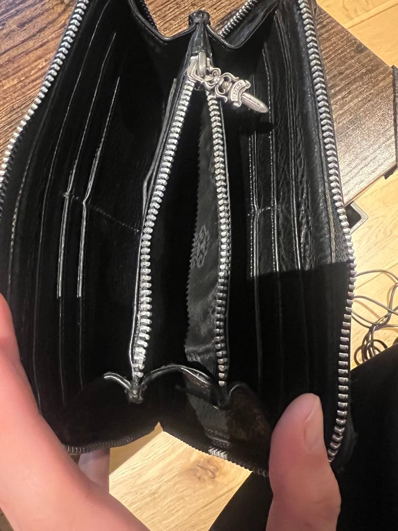 【良品・インボイス原本】クロムハーツ CH長財布 キルティングブラックレザー