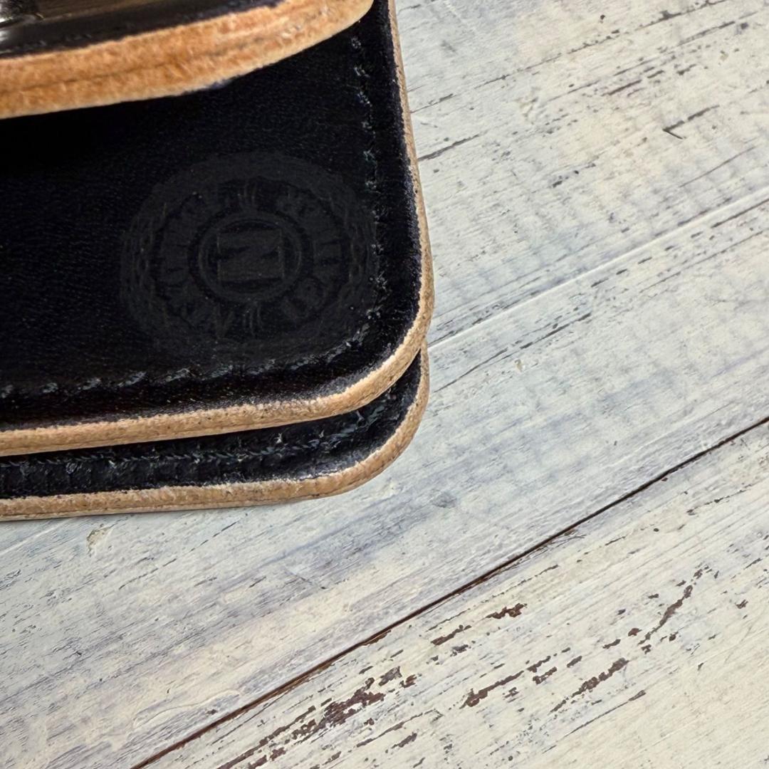 【トラッカーウォレット ロング 3層】 ブラック 姫路レザー シルバー YKK