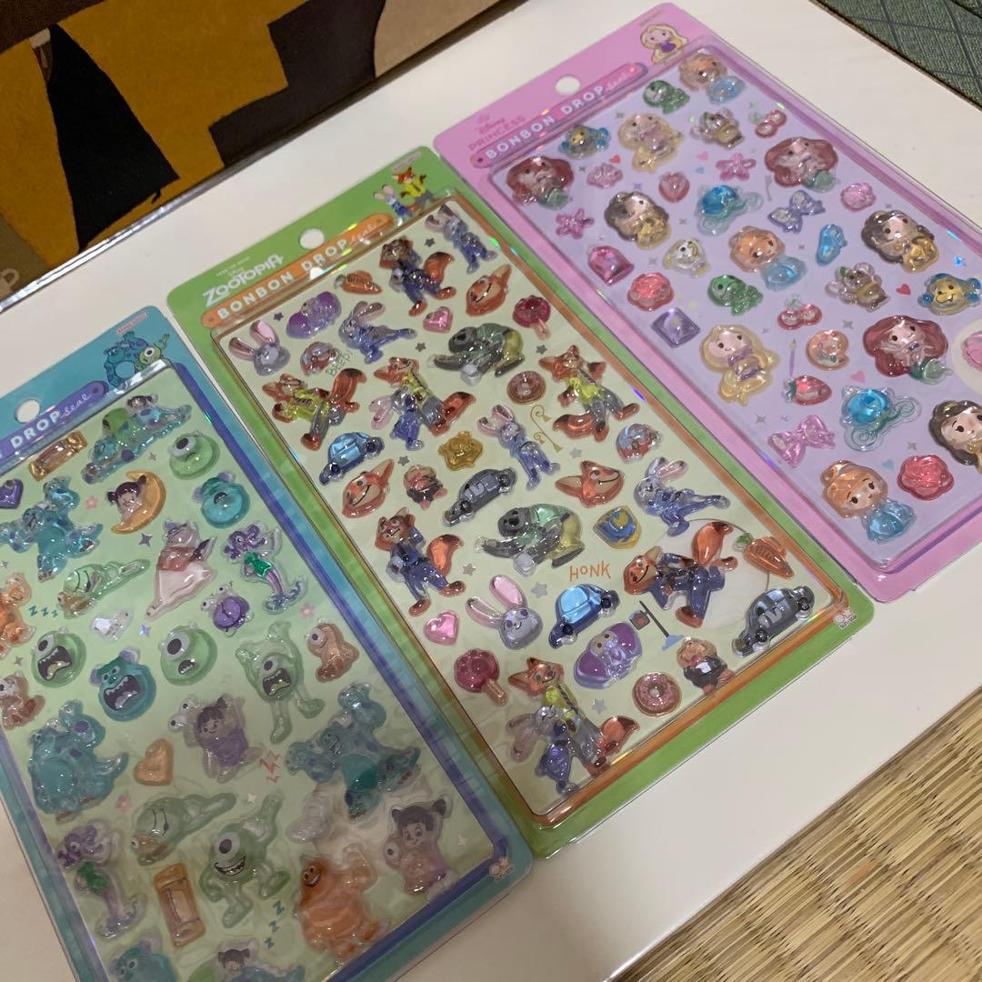 国内正規品　ボンボンドロップシール　ディズニー　３枚セット