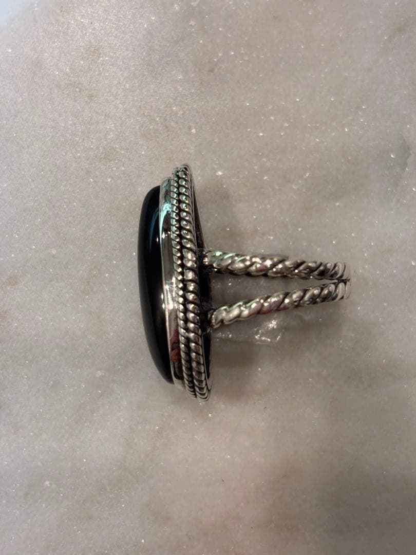 ビジュマム　オニキス　ペアシェイプシルバーリング11号新品