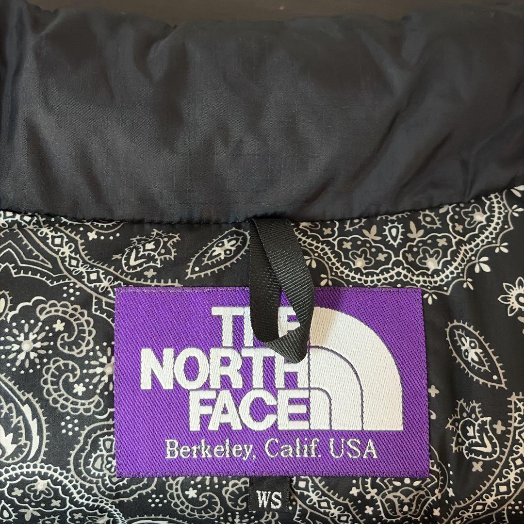 【希少　レア】ノースフェイス　S パープルレーベル　ダウンベスト　黒　ペイズリー