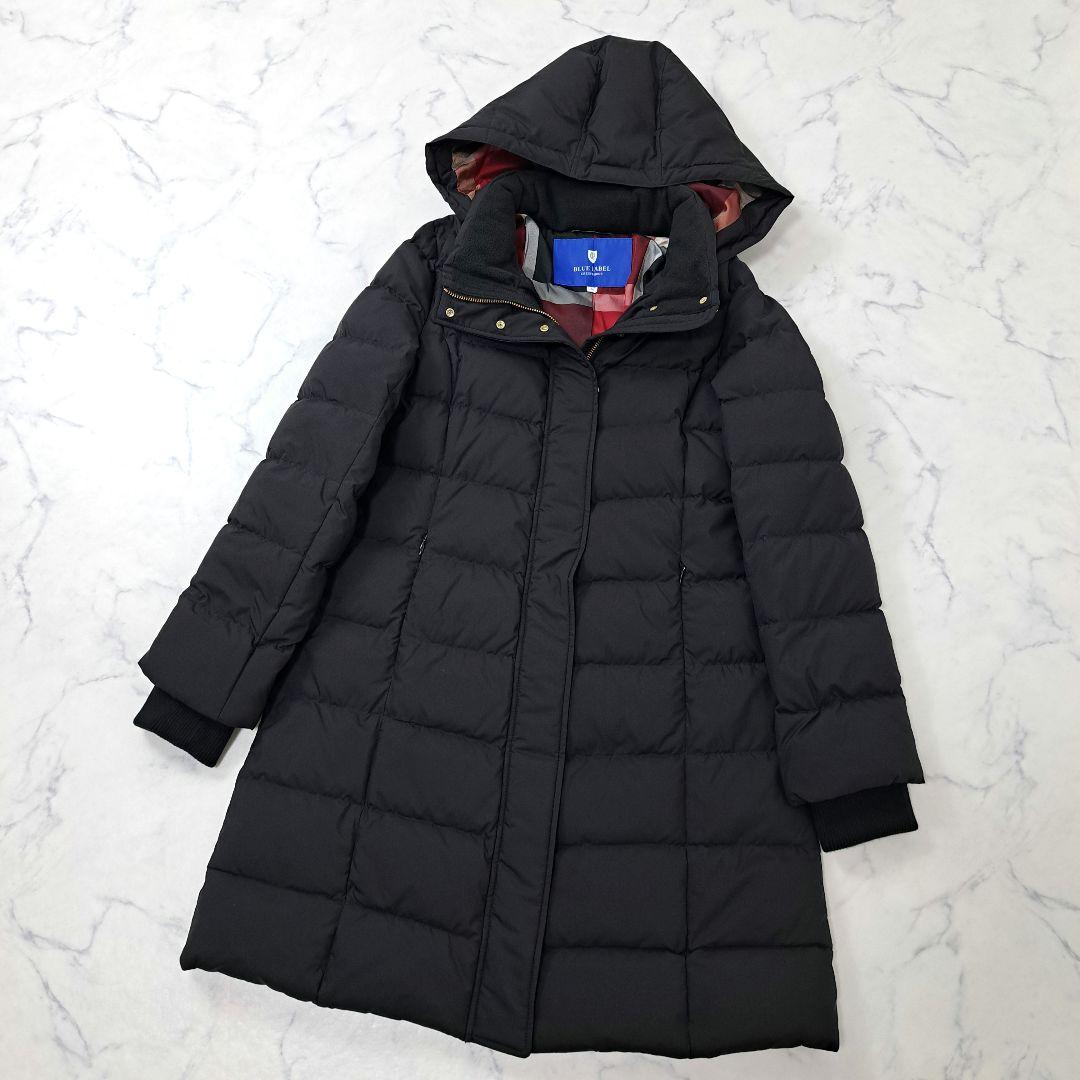 美品★ブルーレーベルクレストブリッジ ダウンコート フード チェック 36