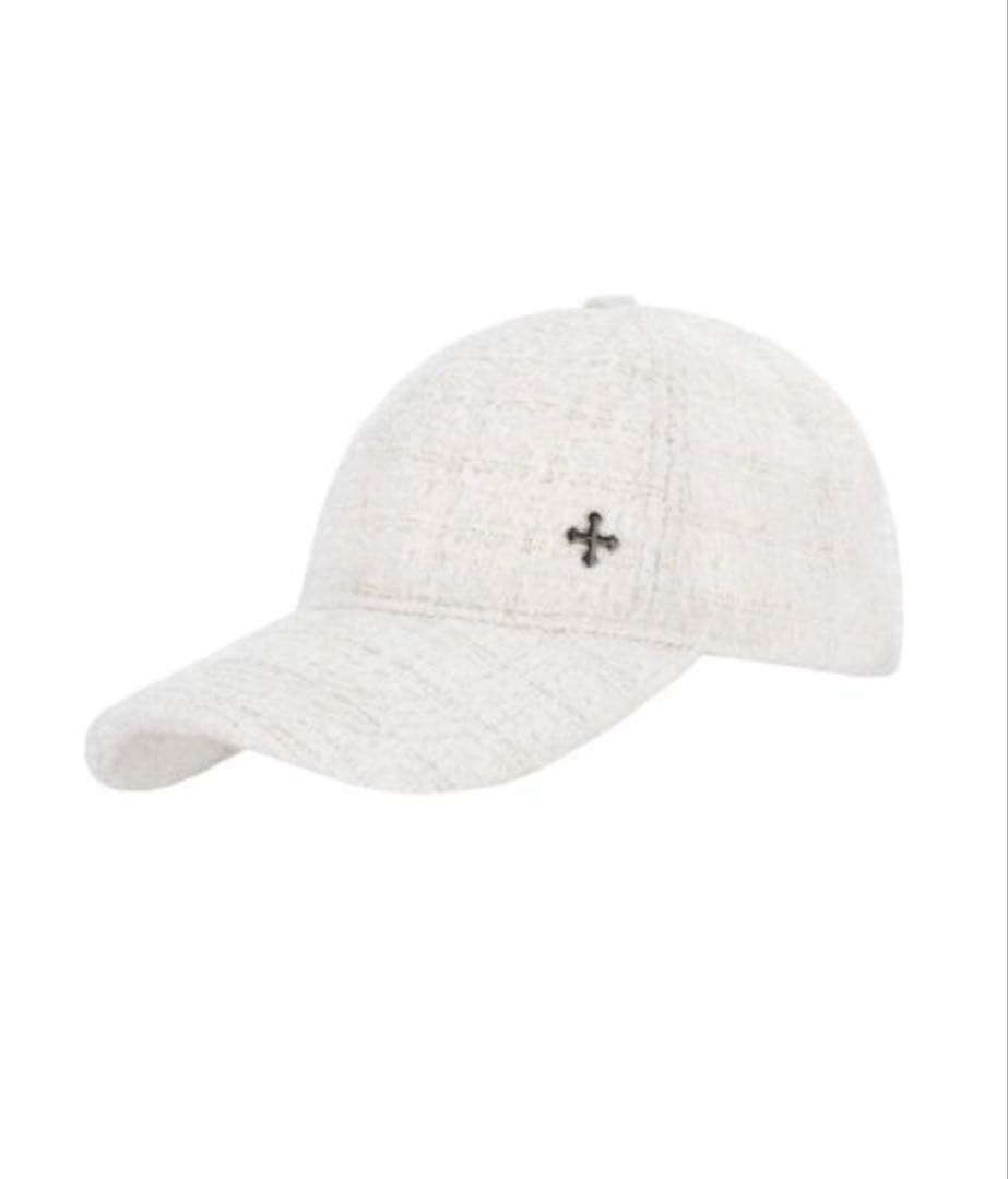 帽子 andwang Tweed Classical Logo Cap white