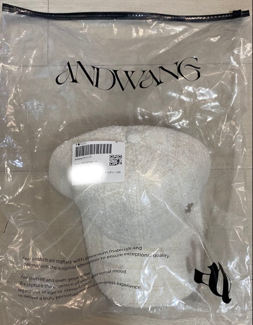 帽子 andwang Tweed Classical Logo Cap white