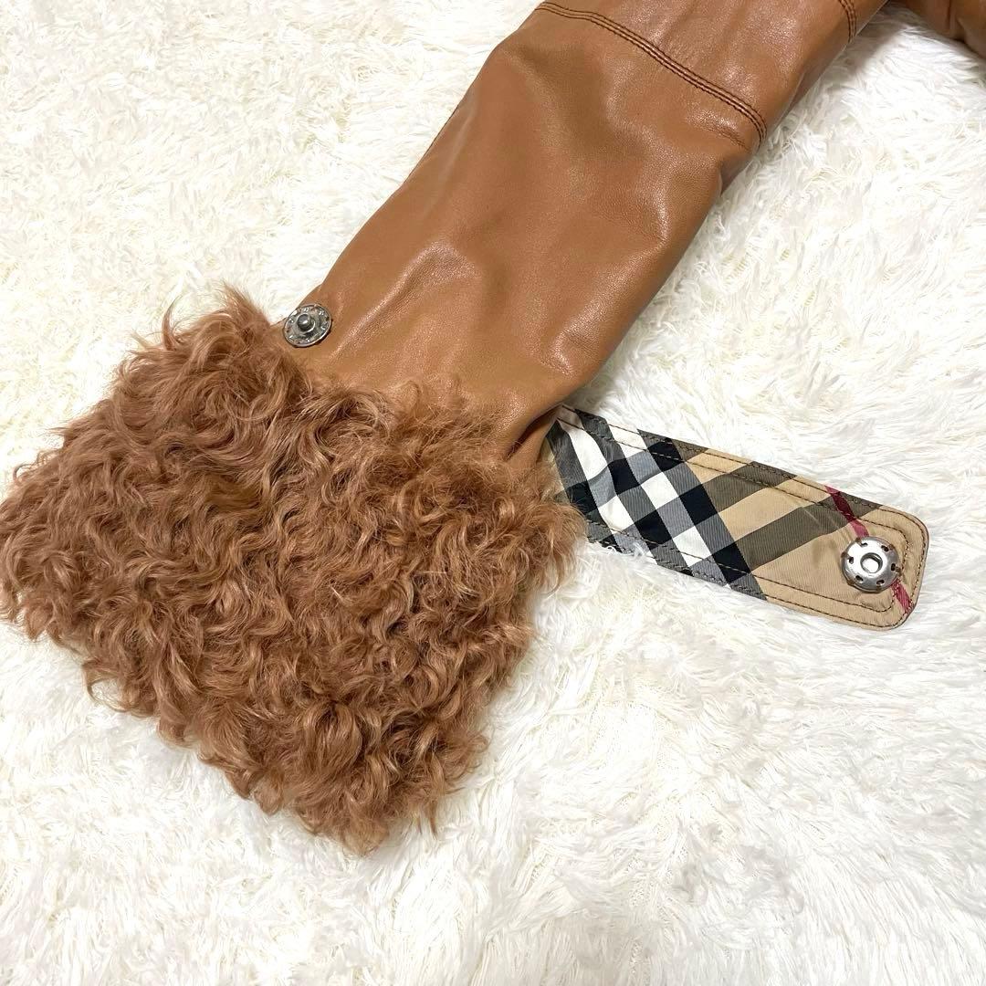 極美品✨バーバリーブルーレーベル ラムレザーコート羊革 チキャンラムファー M