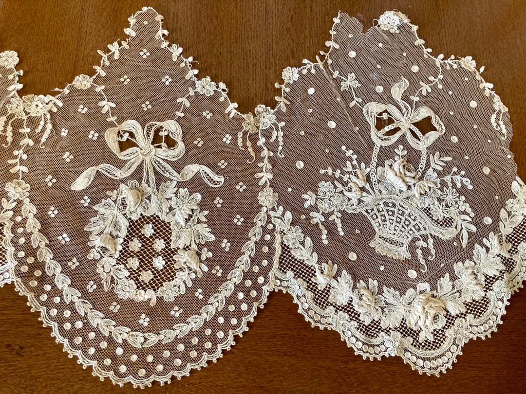 フランス アンティーク薔薇の花かご ウエディング用 チュールレース 立体の花びら