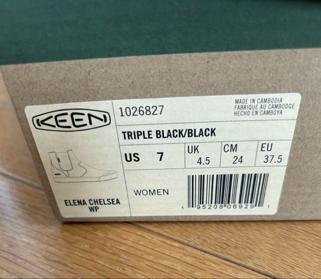 KEEN エレナチェルシー WP サイドゴアブーツ 黒 防水 24cm