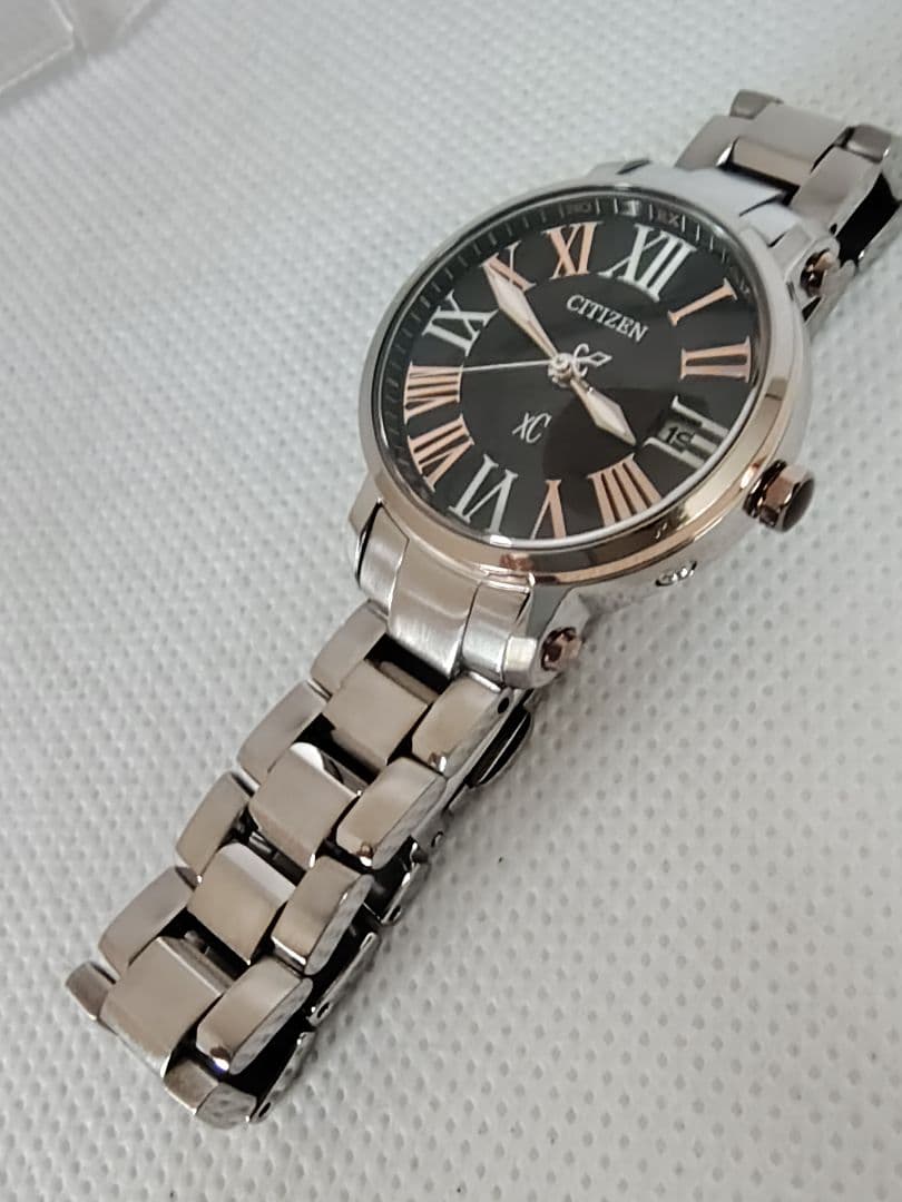 【電波ソーラー、極美品、希少、二次電池新品】シチズン　クロスシー　BK