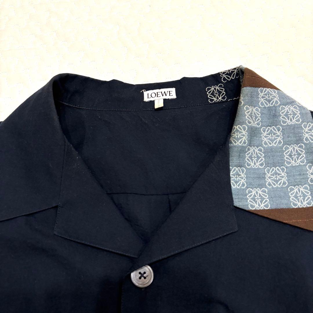 ☆人気☆LOEWE アナグラム総柄 オープンカラーシャツ 刺繍 ロゴ M