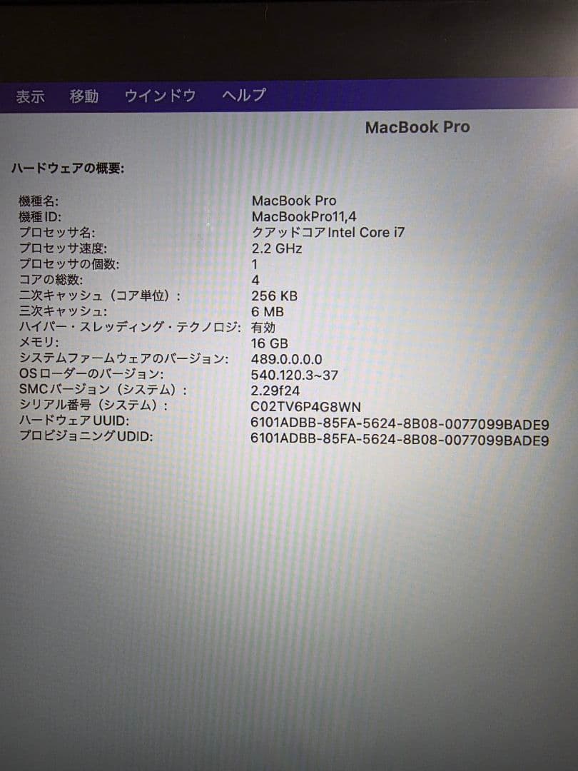 t*0様 Apple MacBook Pro シルバー