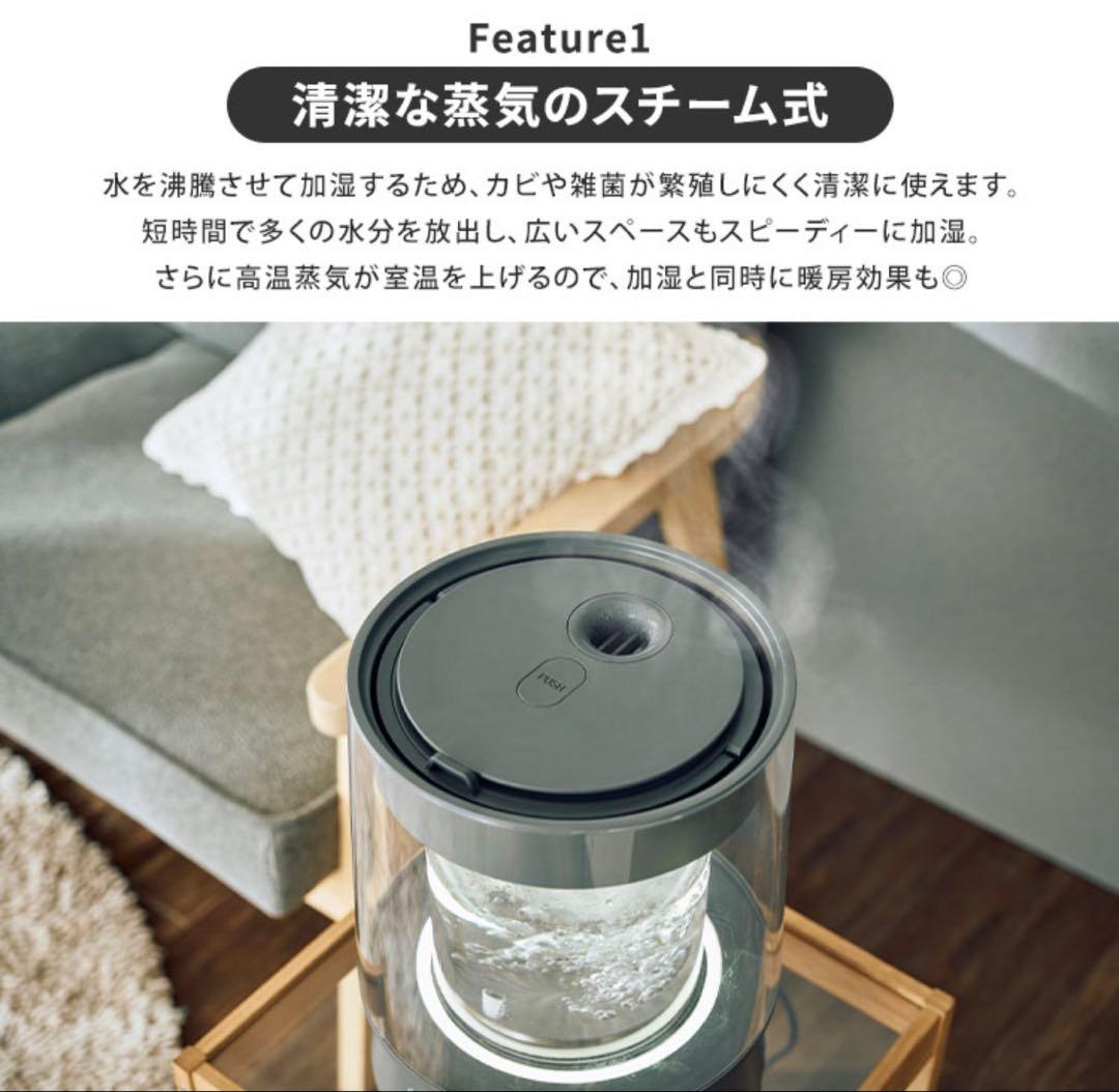 新品未使用 クワッズ ガラススチーム加湿器 GLASS アイボリー