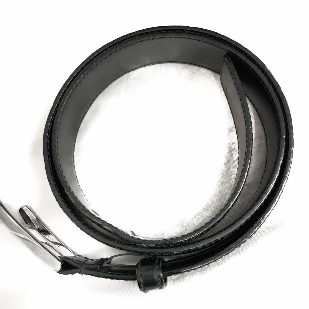 レモン GUCCI GG総柄レザーベルト ブラック×シルバー イタリア製