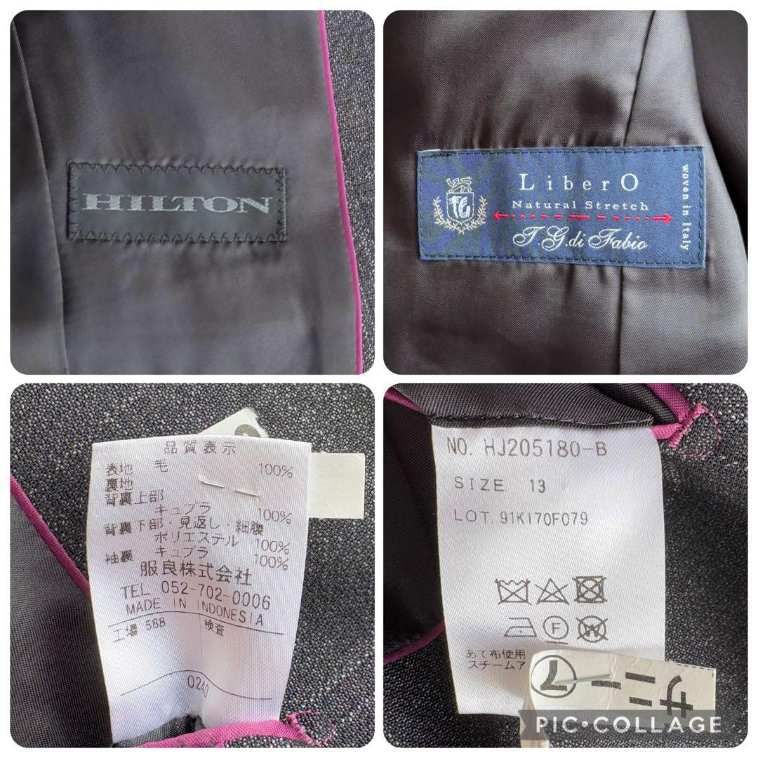 【大きいサイズ】HILTON パンツスーツ チェック 黒系 13 LiberO