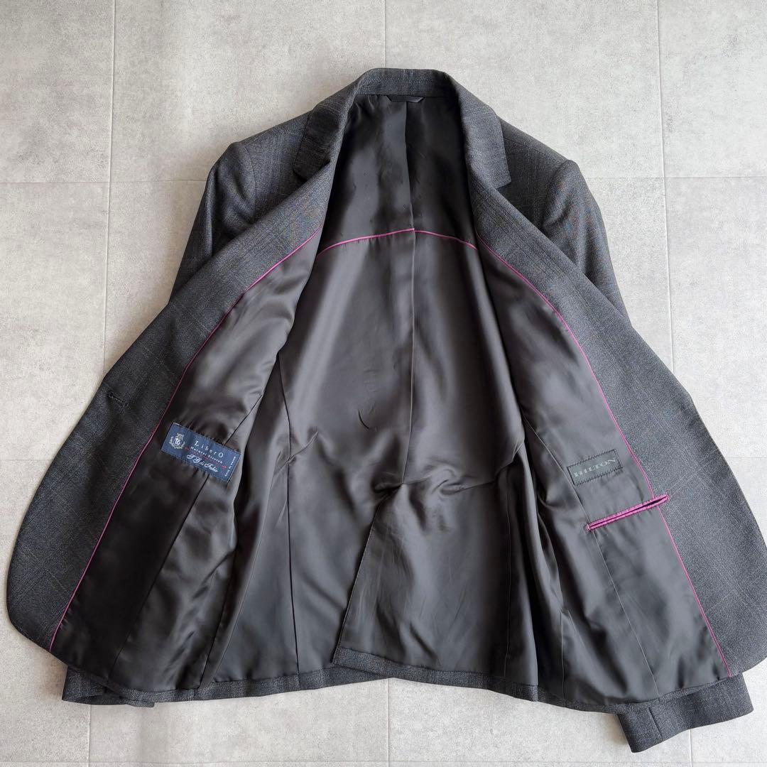 【大きいサイズ】HILTON パンツスーツ チェック 黒系 13 LiberO