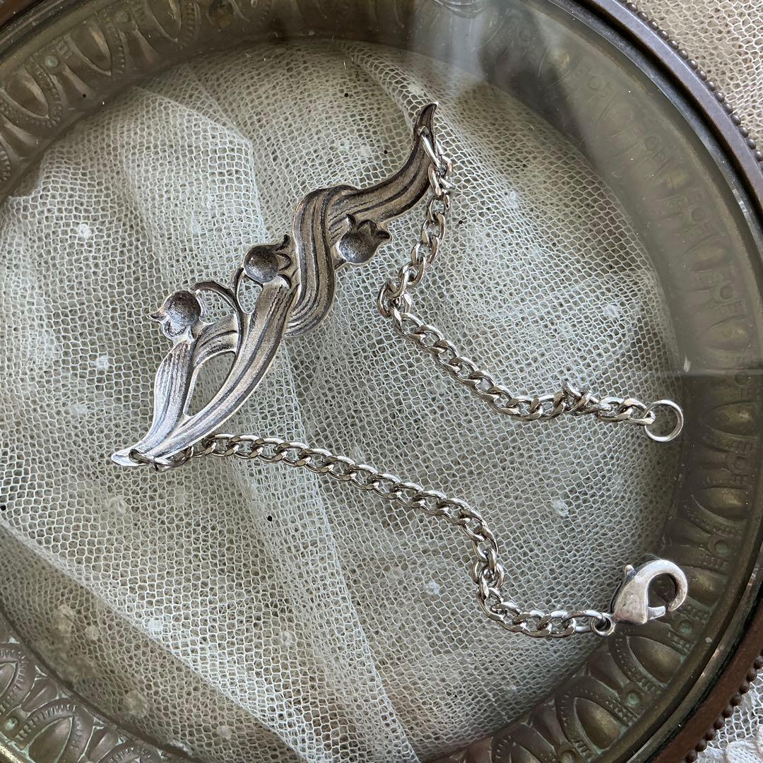 フランスアンティーク　すずらん　ブレスレット　鈴蘭　ビンテージ　シルバープレート