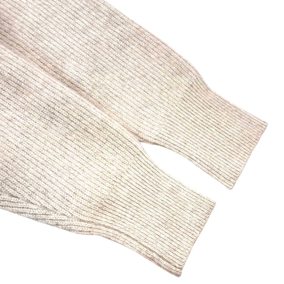 美品 ロペ フォックスウール片畦パールボタンカーディガン ベージュ 定価2.9万