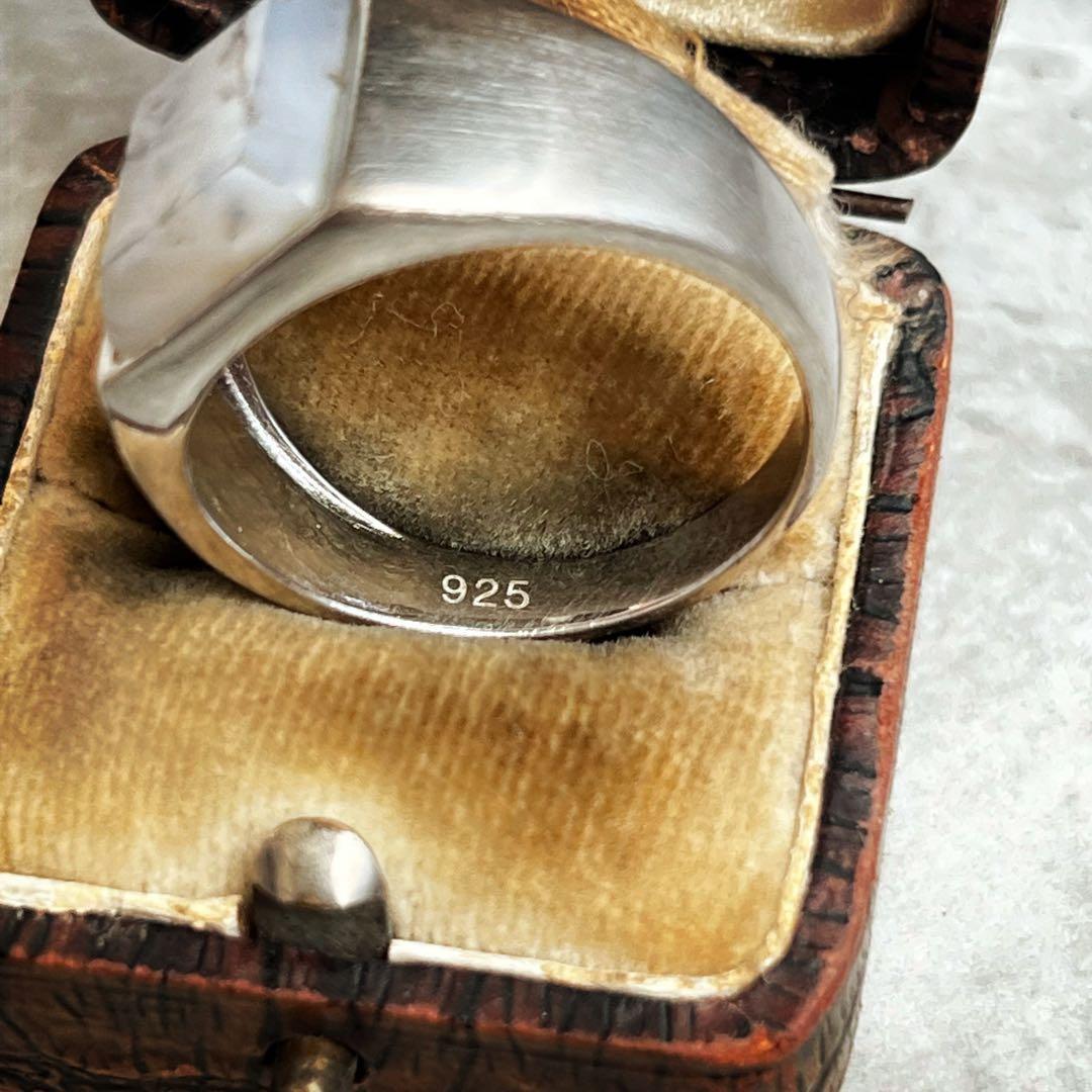 VINTAGE ヴィンテージ アゲート フレーム リング 指輪 シルバー