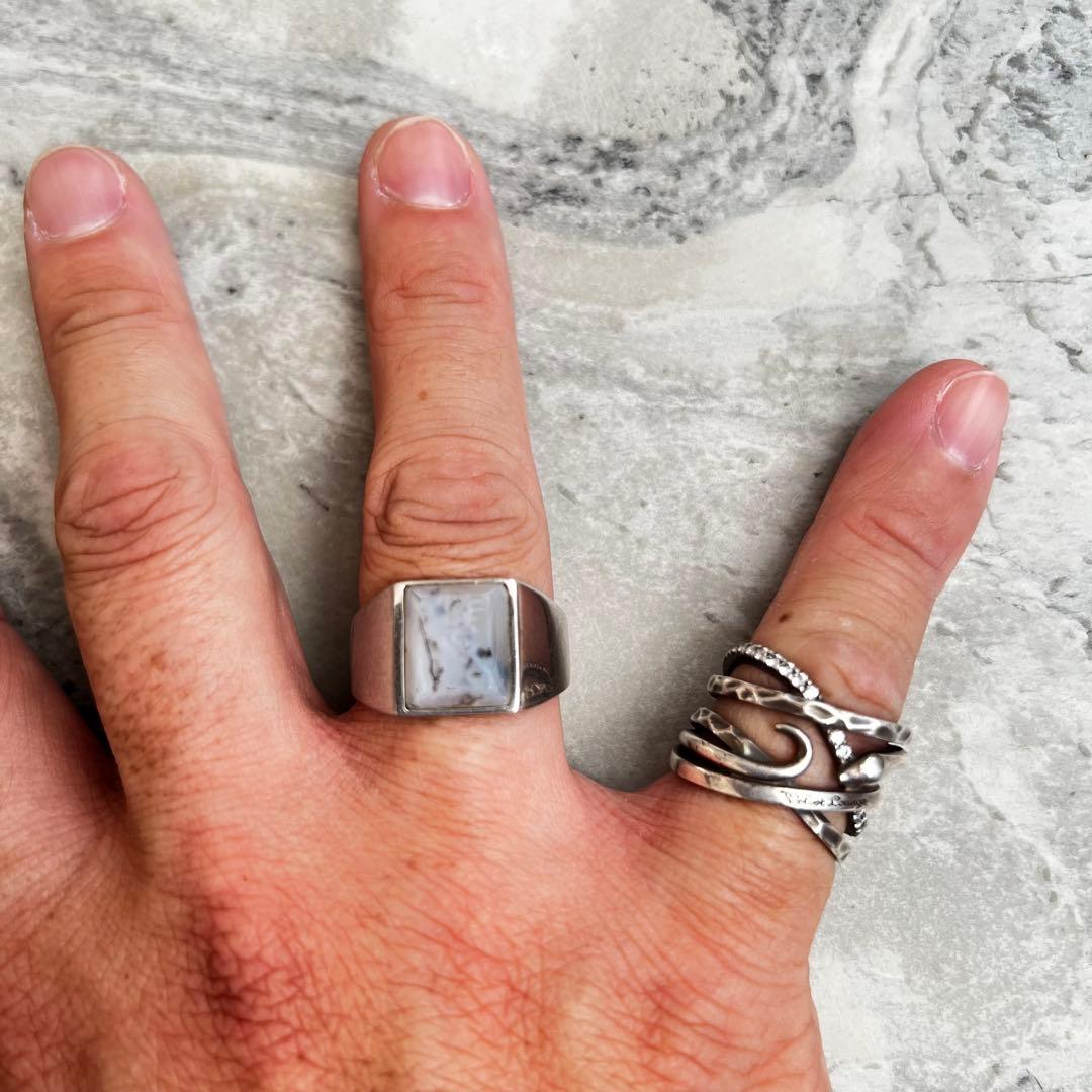 VINTAGE ヴィンテージ アゲート フレーム リング 指輪 シルバー