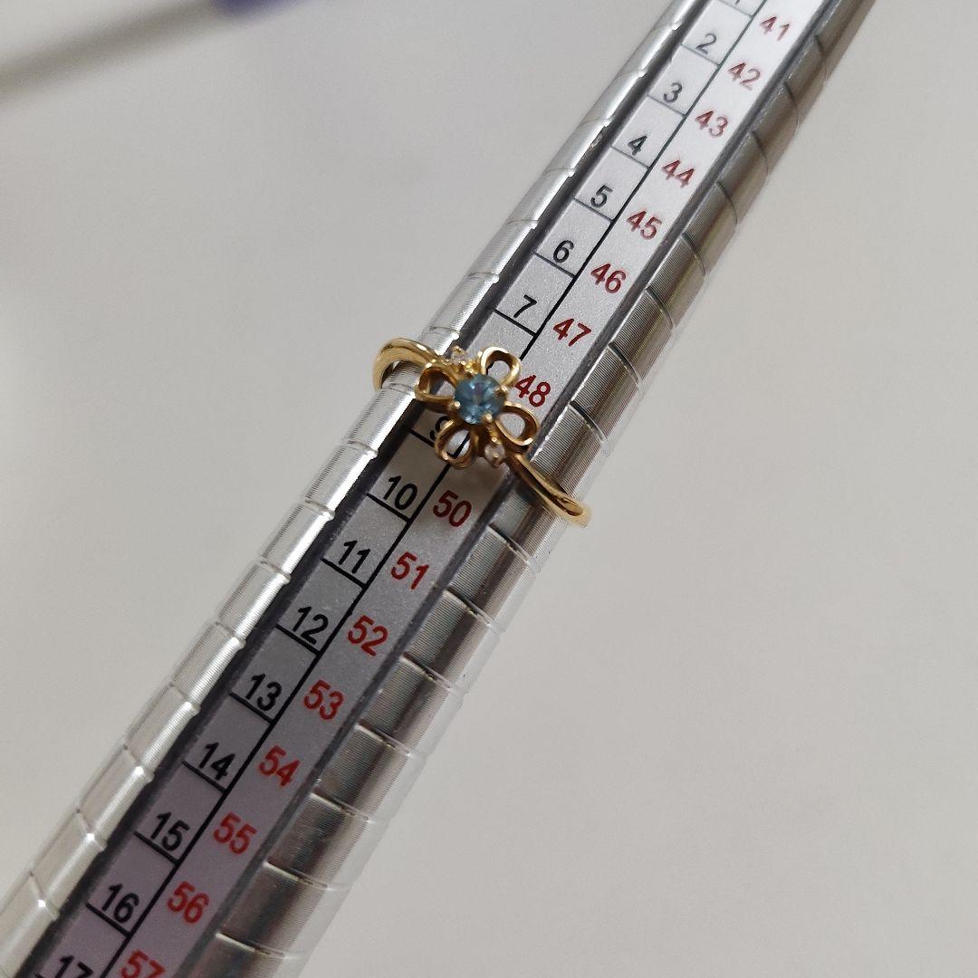 花モチーフ ダイヤモンドリング　K18 18金 49号