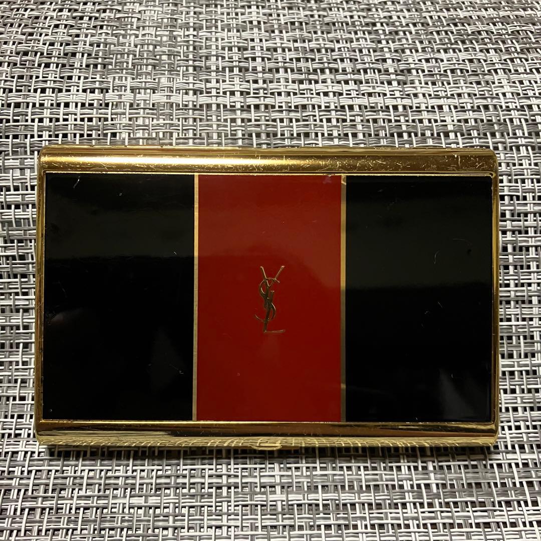 YSL イヴサンローラン ヴィンテージ カードケース ケース 赤x黒x金 名刺