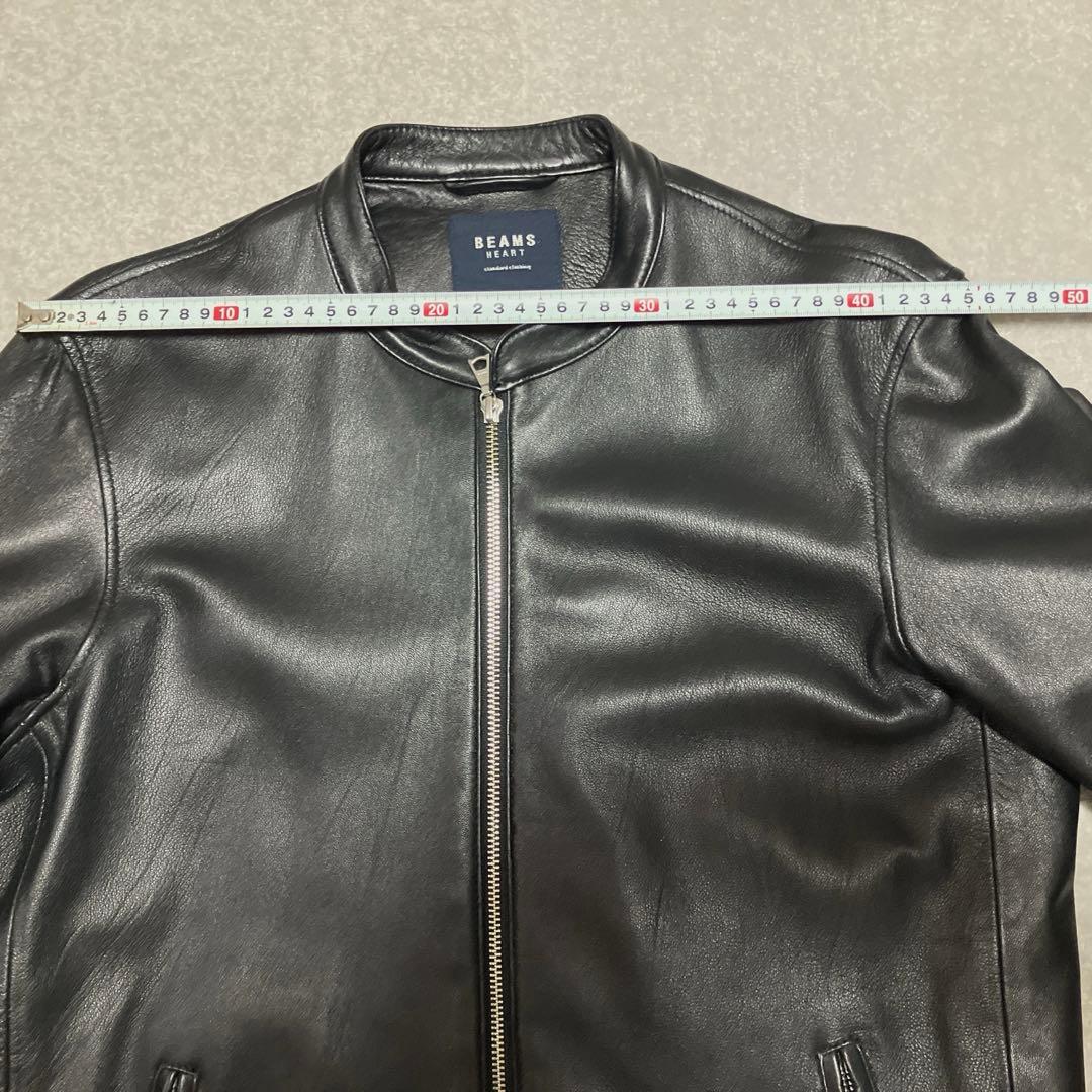 ビームス ハート　レザージャケット シングルライダース　羊革　黒　Lサイズ
