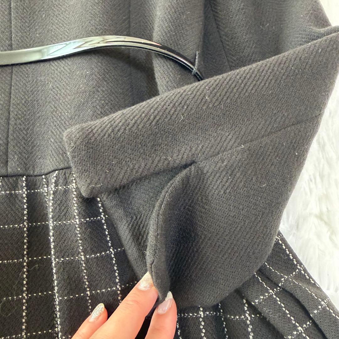 エムズグレイシー ワンピース　チェック　ベルト　襟あり　カメリア　大きい