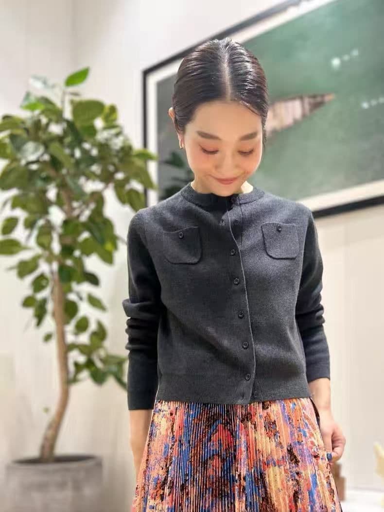 タグ付き未使用品、CABaNコットンカシミヤ クルーネックカーディガンS