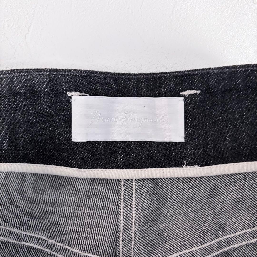 Mamekurogouchi 花鳥柄デニム Black サイズ3