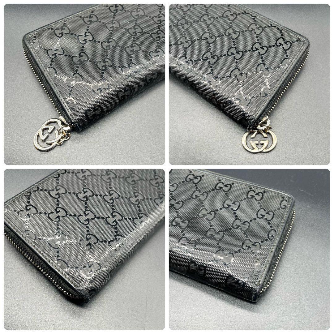 箱付き✨グッチ 長財布 ラウンドファスナー インプリメ メタリックGG柄 黒